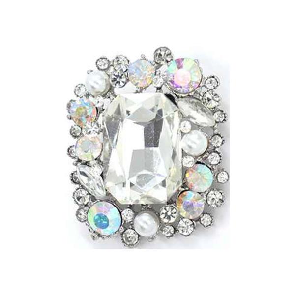 RHINESTONE RECTANGLE STATEMENT BROOCH PIN