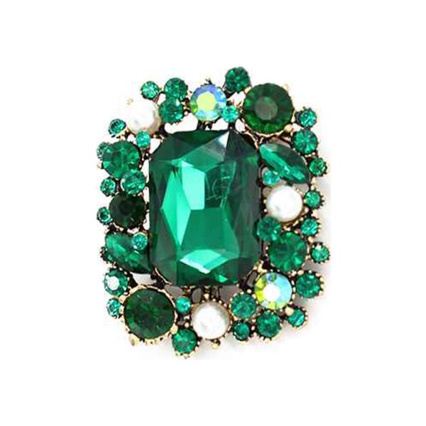 RHINESTONE RECTANGLE STATEMENT BROOCH PIN