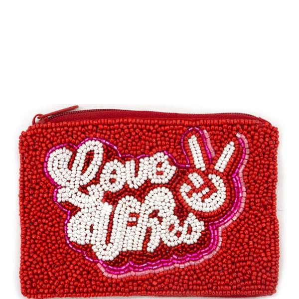 SEED BEAD LOVE POP ART GRAPHIC COIN PURSE BAG