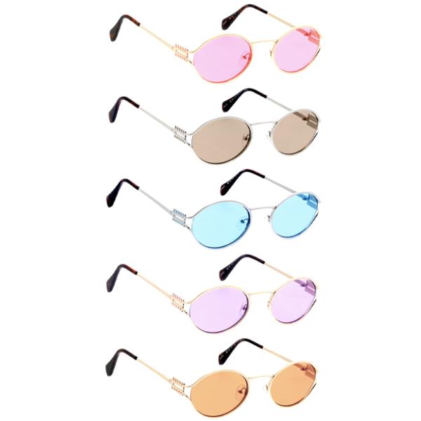VINTAGE INSPIRED OVAL COLOR LENS SUNGLASSES 12 ASSORTED COLORS