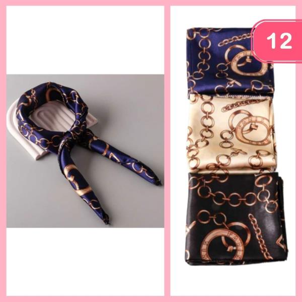 LUXURY CHAIN SILK LIKE SCARF (12 UNITS)
