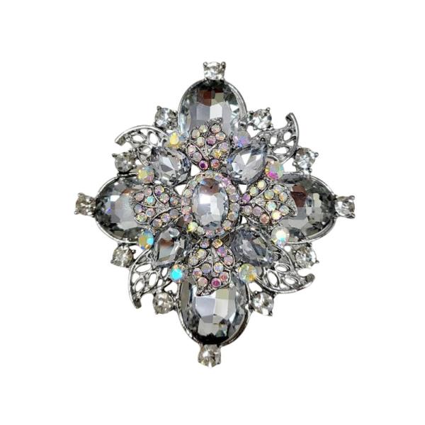 RHINESTONE FLOWER BROOCH PIN
