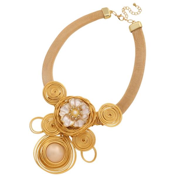 FLOWER SWIRL METAL NECKLACE