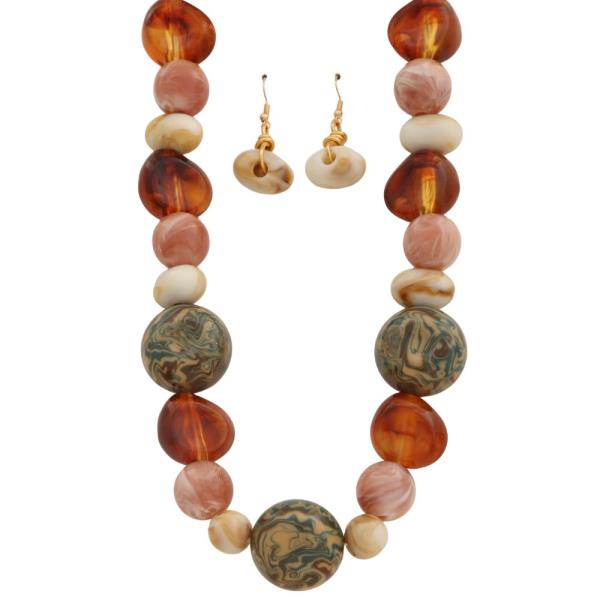 ACETATE MIXED BALL BEAD NECKLACE