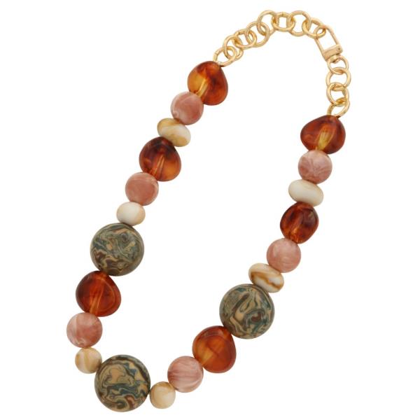 ACETATE MIXED BALL BEAD NECKLACE