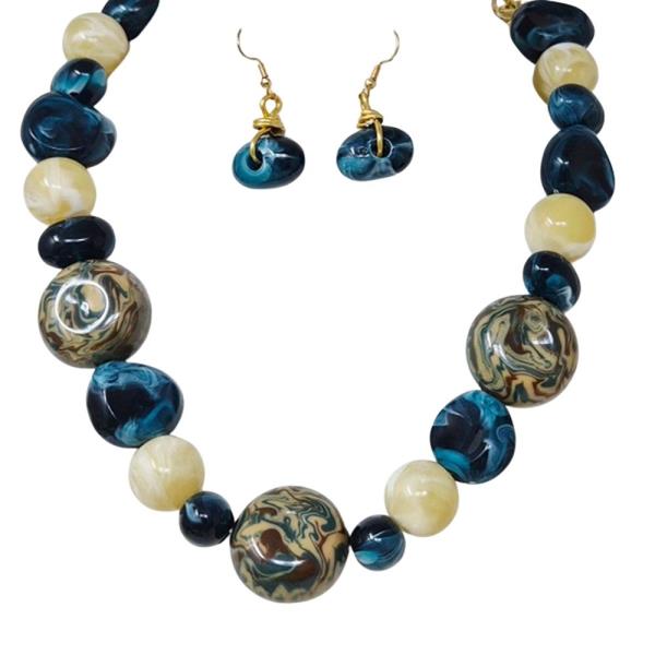ACETATE MIXED BALL BEAD NECKLACE