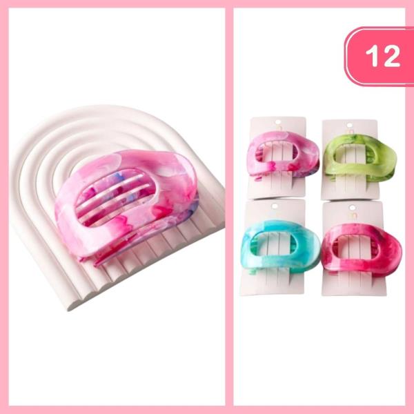 MARBEL OVAL FLAT HAIR CLAW CLIP (12 UNITS)