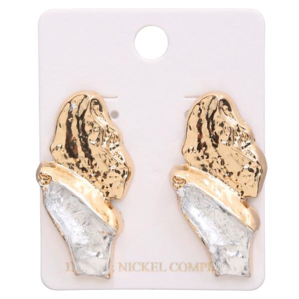 TWO TONE ORGANIC SHAPE METAL EARRING