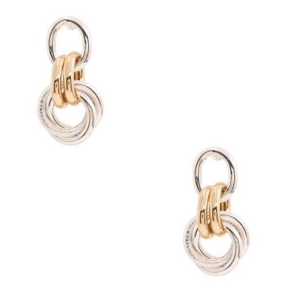 TWO TONE ROUND LINK DANGLE EARRING