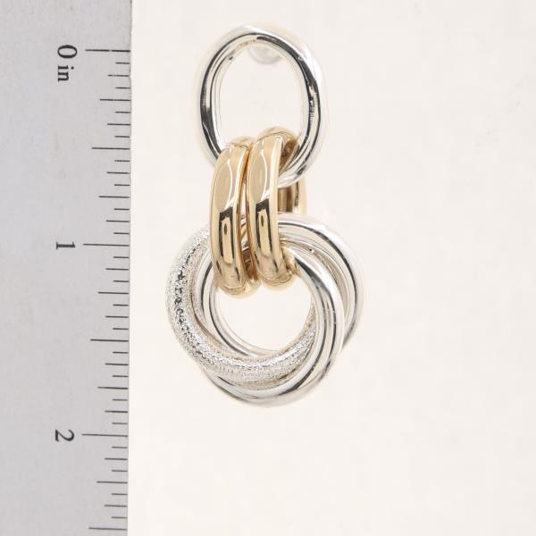 TWO TONE ROUND LINK DANGLE EARRING