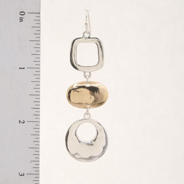 TWO TONE MULTI SHAPE LINK DANGLE EARRING