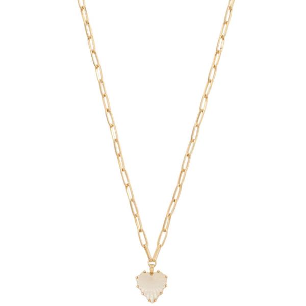 HEART PENDANT OVAL LINK METAL NECKLACE