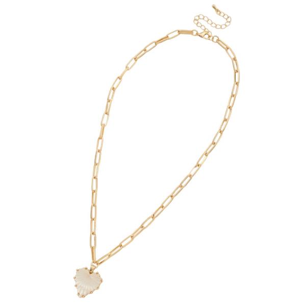 HEART PENDANT OVAL LINK METAL NECKLACE