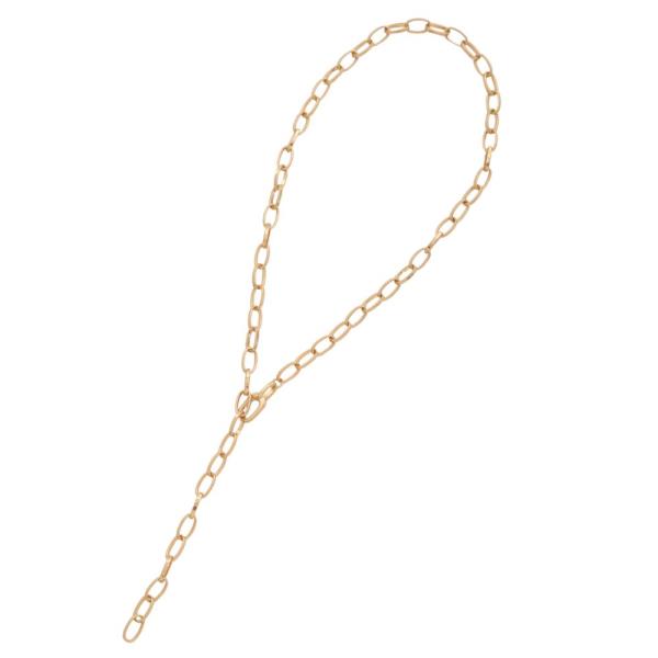 OVAL LINK Y SHAPE METAL NECKLACE