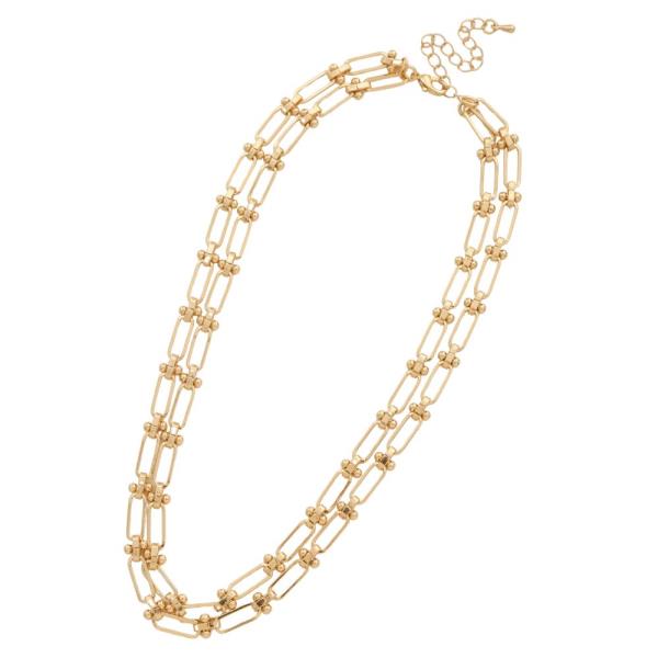 OVAL LINK BEADED LAYERED NECKLACE