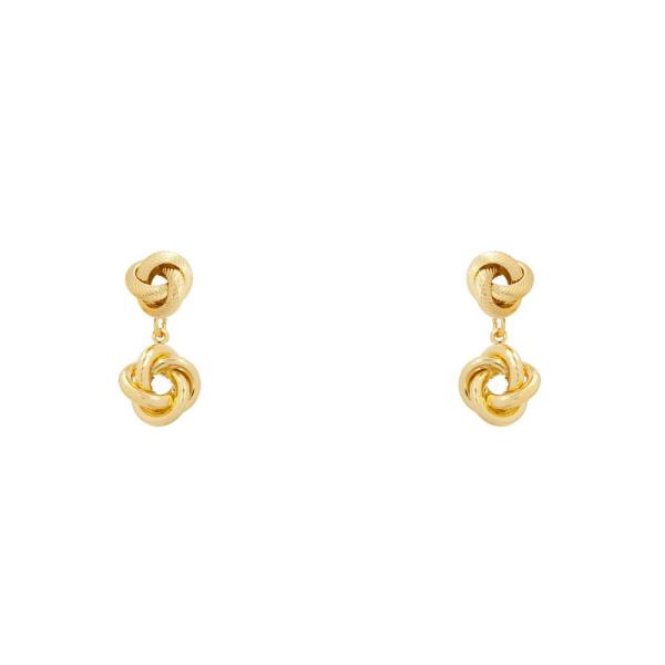 METAL DOUBLE KNOT DANGLE STUD EARRING