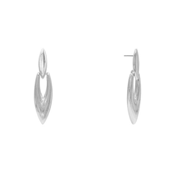 METAL LONG OVAL DANGLE EARRING