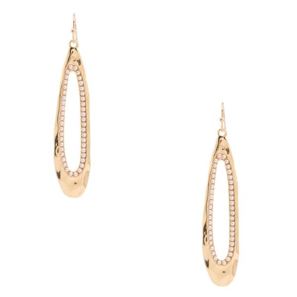 LONG OVAL PEARL BEAD DANGLE EARRING