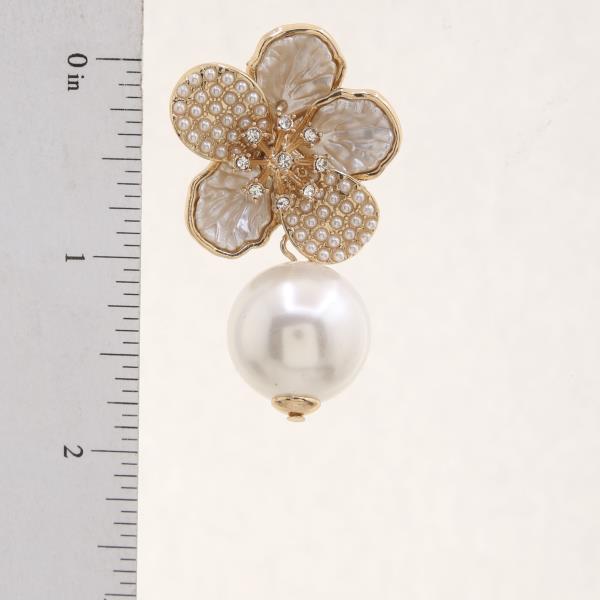 FLOWER PEARL BEAD DANGLE EARRING
