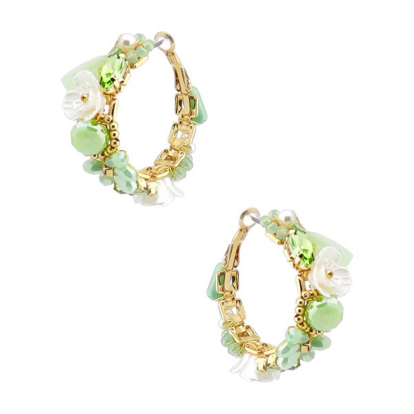 FLORAL HOOP EARRING WITH PEARL