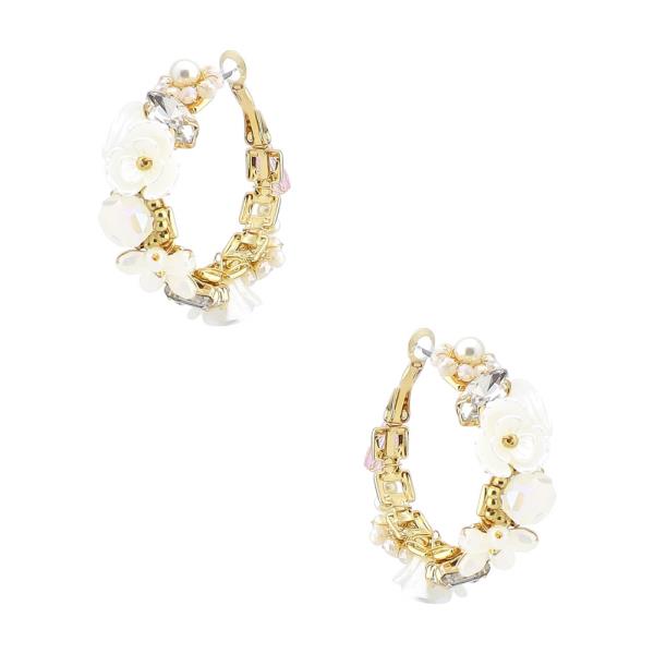 FLORAL HOOP EARRING WITH PEARL