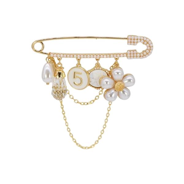 METAL PEARL CHAIN SAFETY BROOCH PIN