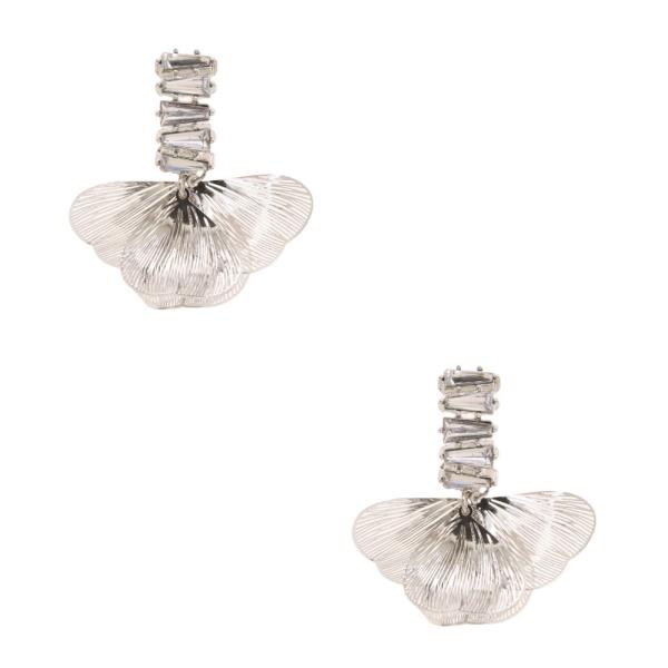 PETAL RHINESTONE METAL EARRING