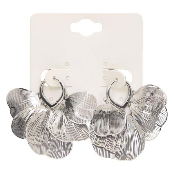 PETAL METAL HUGGIE DANGLE EARRING