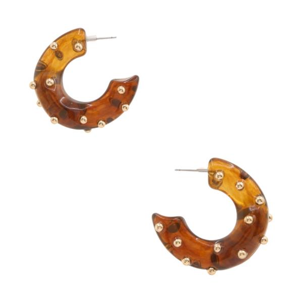 ACRYLIC METAL BALL STUDDED HOOP EARRING