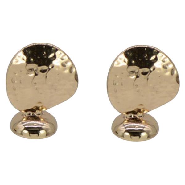 METAL HAMMERED ROUND STUD EARRING