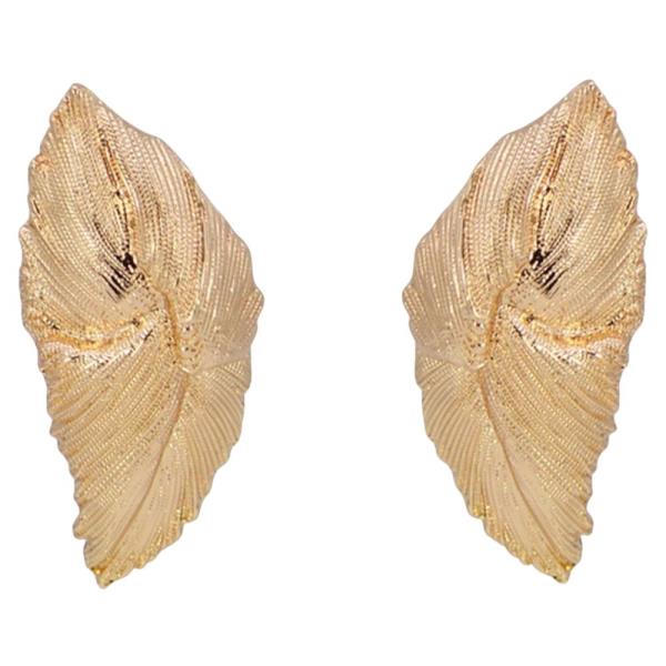 METAL LEAF TEXTURED DROP EARRING