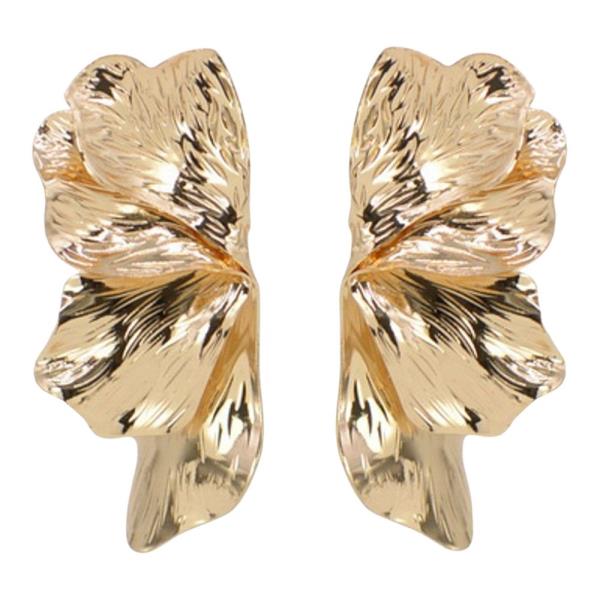 METAL LEAF RUFFLED STATEMENT EARRING