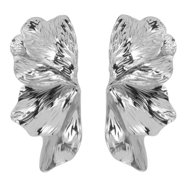 METAL LEAF RUFFLED STATEMENT EARRING