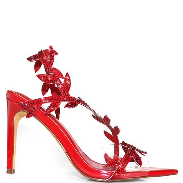 RHINESTONE LEAF DESIGN POINTY HEEL 12 PAIRS