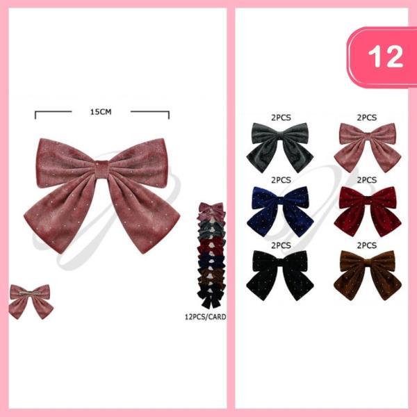 VELVET POLKA DOT HAIR BOW (12 UNITS)
