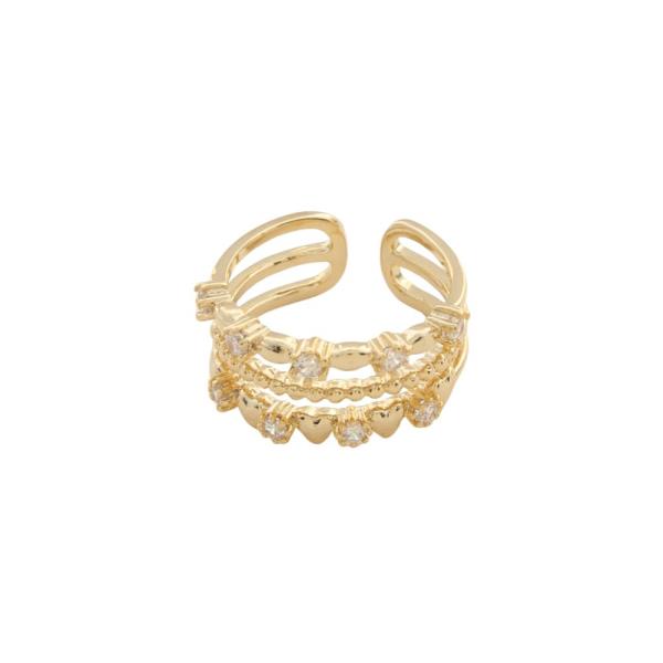SODAJO CZ DAINTY HEART LAYERED GOLD DIPPED RING