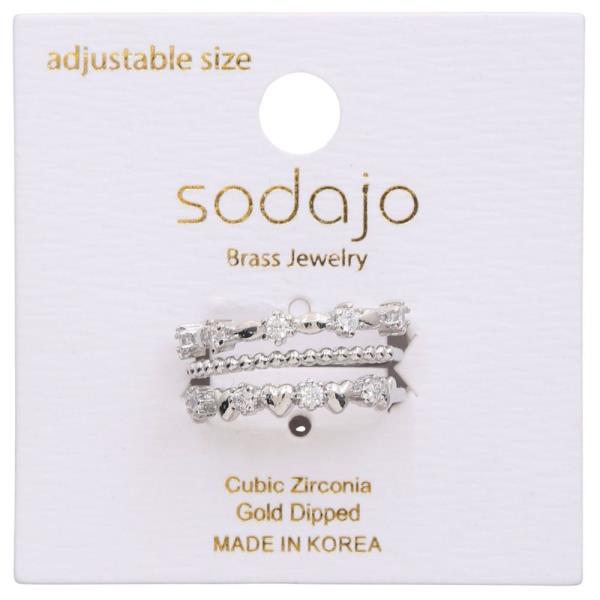 SODAJO CZ DAINTY HEART LAYERED GOLD DIPPED RING
