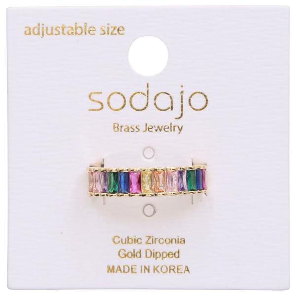 SODAJO CZ GOLD DIPPED ADJUSTABLE RING