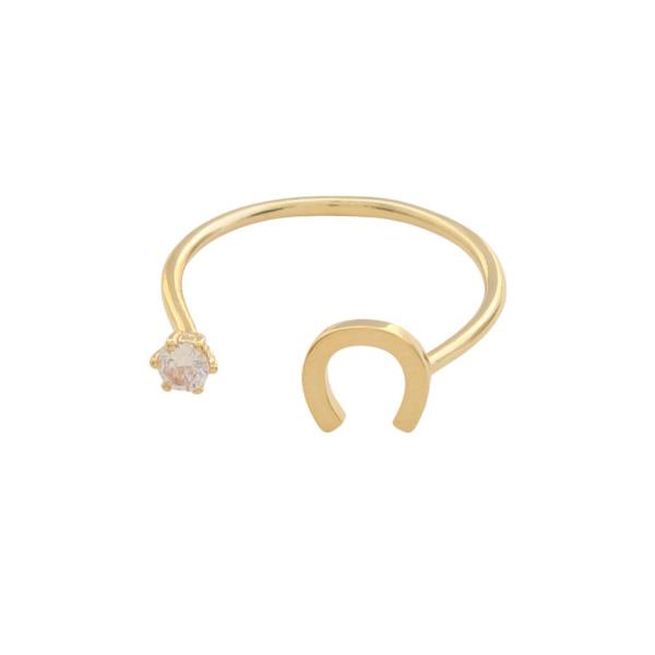 SODAJO CZ HORSE GOLD DIPPED ADJUSTABLE RING