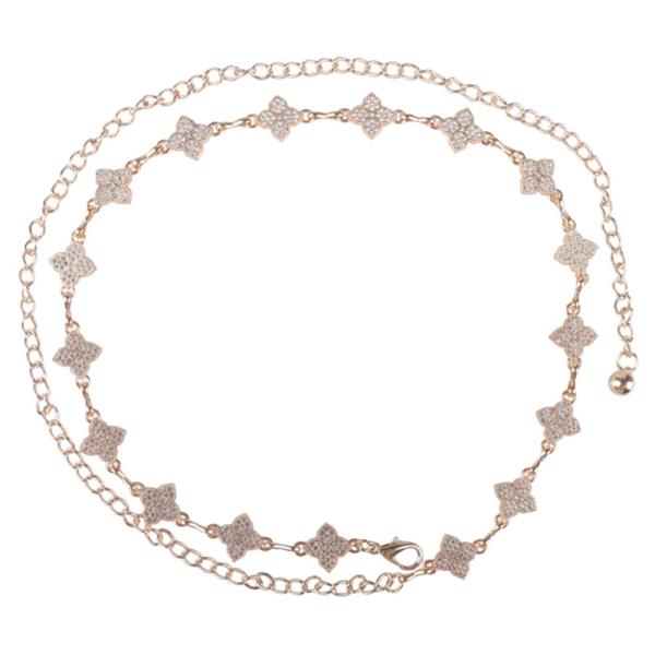FLOWER RHINESTONE LINK CHAIN BELT