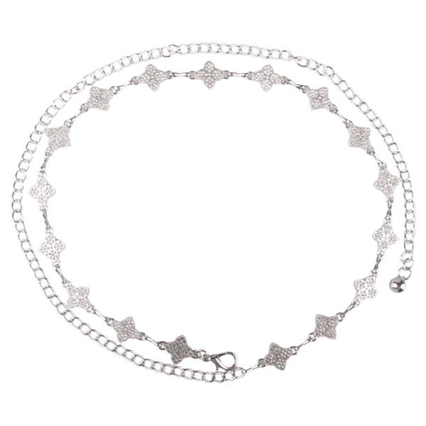 FLOWER RHINESTONE LINK CHAIN BELT