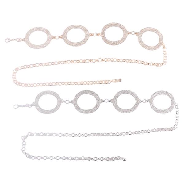 BIG CIRCLE RHINESTONE RING LINK CHAIN BELT