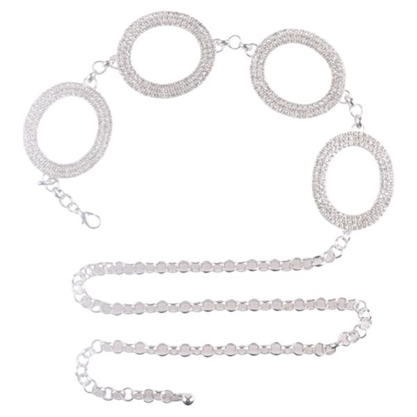 BIG CIRCLE RHINESTONE RING LINK CHAIN BELT