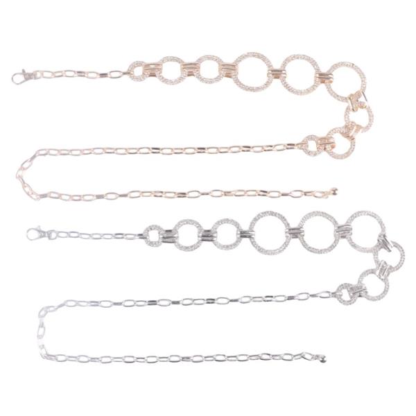 LARGE OPEN CIRCLE RHINESTONE CHAIN LINK BELT