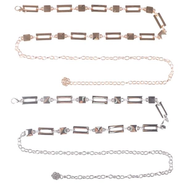 BOLD RECTANGLE METAL LINK CHAIN BELT