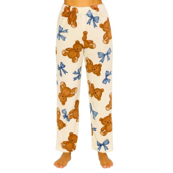 CHRISTMAS BEAR RIBBON MICROFIBER PAJAMA PANTS