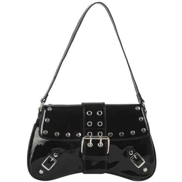 CHIC BUCKLE STUD DESIGN SHOULDER BAG