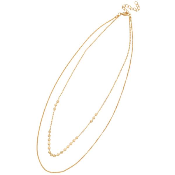 SODAJO BALL BEAD STATION GOLD DIPPED LAYERED NECKLACE