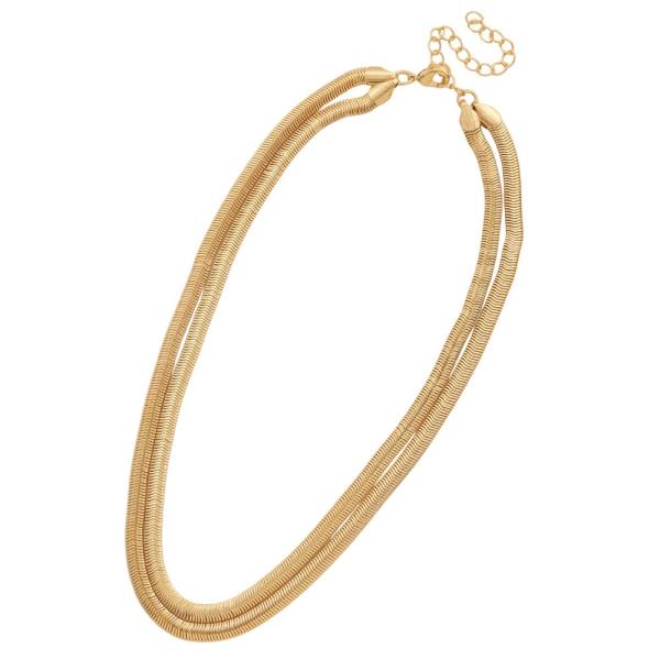 SODAJO FLAT LINK LAYERED GOLD DIPPED NECKLACE