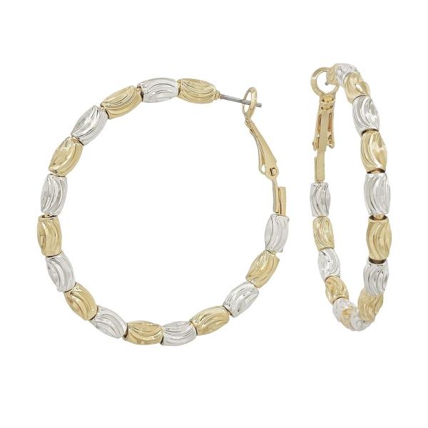 OVAL TEXTURED METAL CCB HOOP EARRING